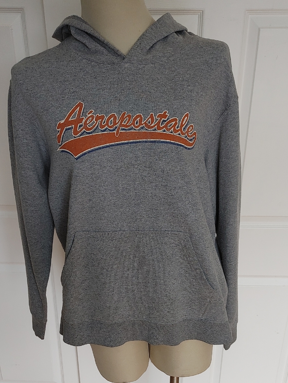 Aeropostale Heather Gray Hoodie with Orange Script